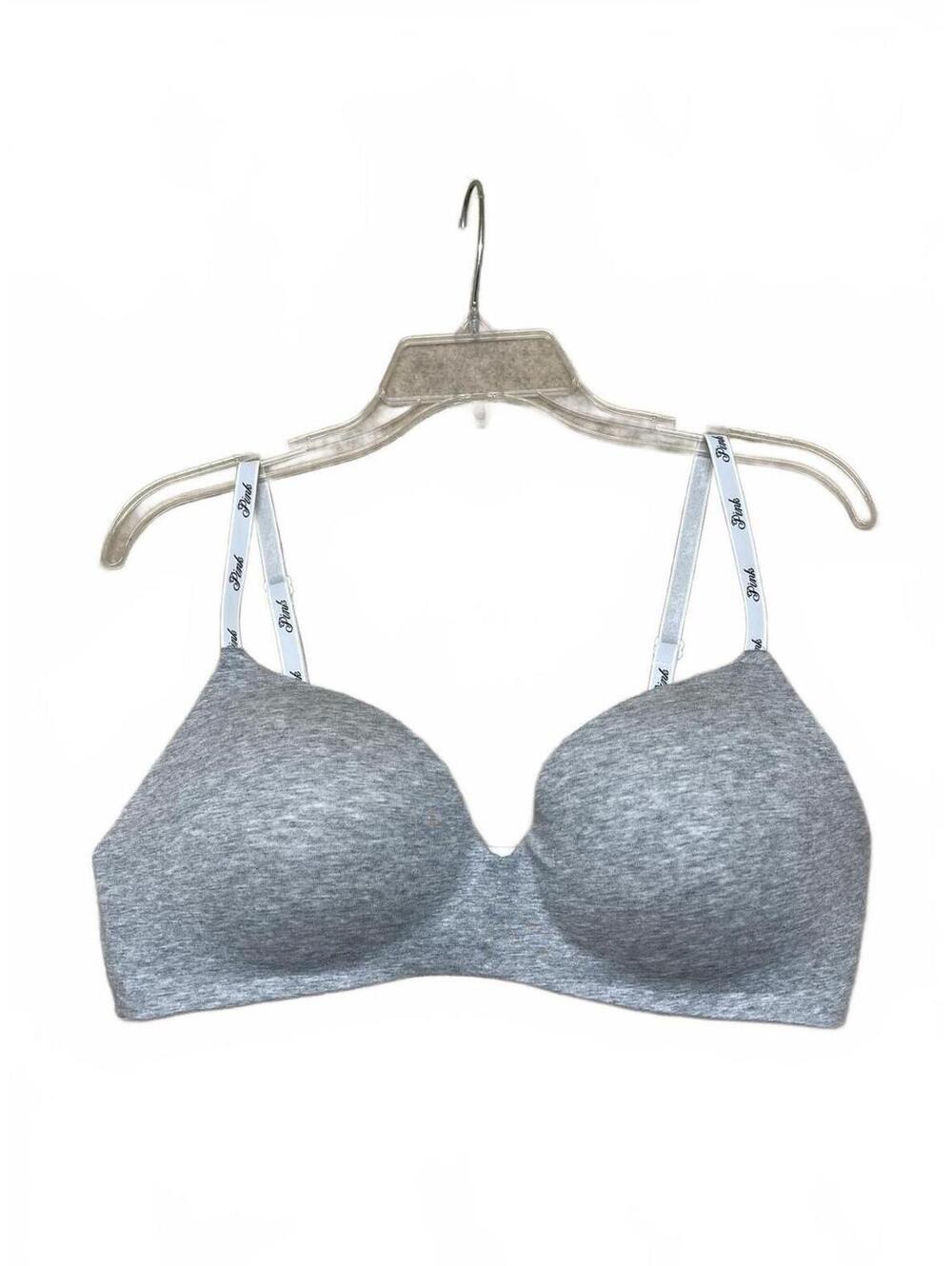PINK Heather Gray Wireless T-Shirt Bra 36D